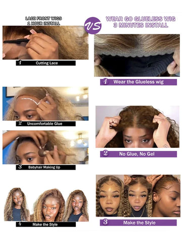 Loose Deep Wave Glueless Wig 13x6 Lace Closure Ombre Highlight Pre-Plucked