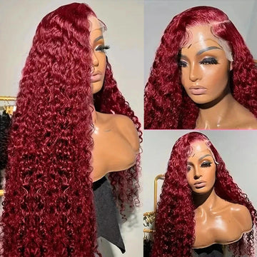 Curly Burgundy 13x6 HD Lace Frontal Wig 99J Red Deep Wave 13x4