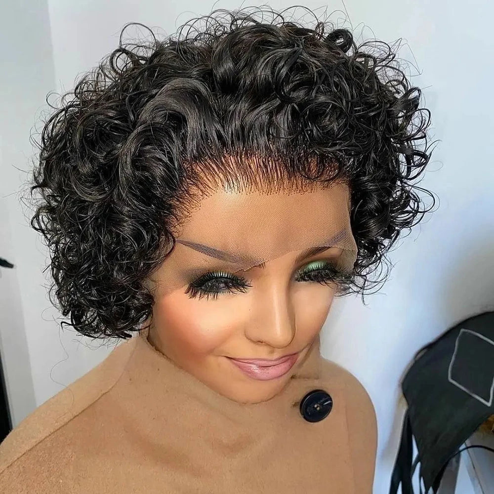 Pixie Cut Wig 13x1 Lace Frontal Short Bob Human Hair for Black Women