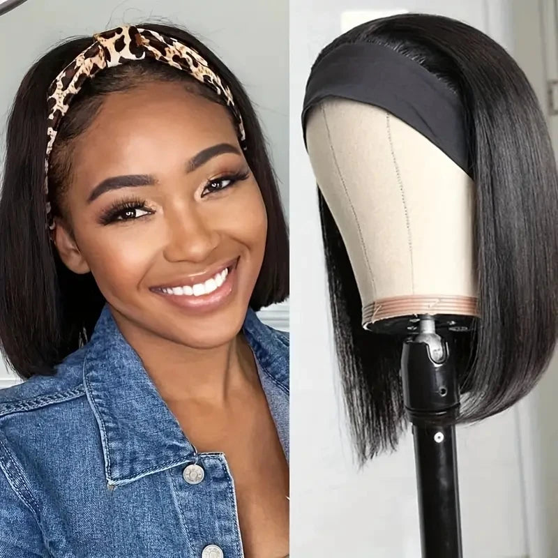 Aircabin Straight Bob Headband Wig 100% Human Hair 8-16 Inch