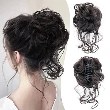 Chorliss Synthetic Claw Chignon Messy Curly Hair Bun Clip-In Extensions