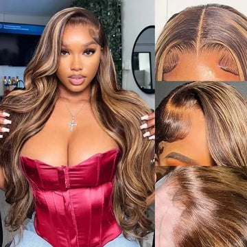 Highlight Body Wave Wig 13x4 HD Lace Front Honey Blonde Transparent