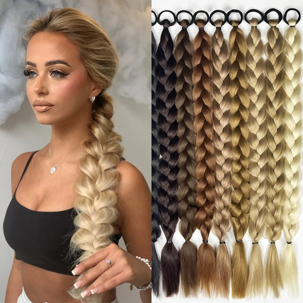 Synthetic Long Twist Braid Ponytail 24 Inch Braided Hair Extensions