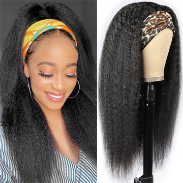 Kinky Straight Headband Wig 180% Human Hair Glueless Brazilian