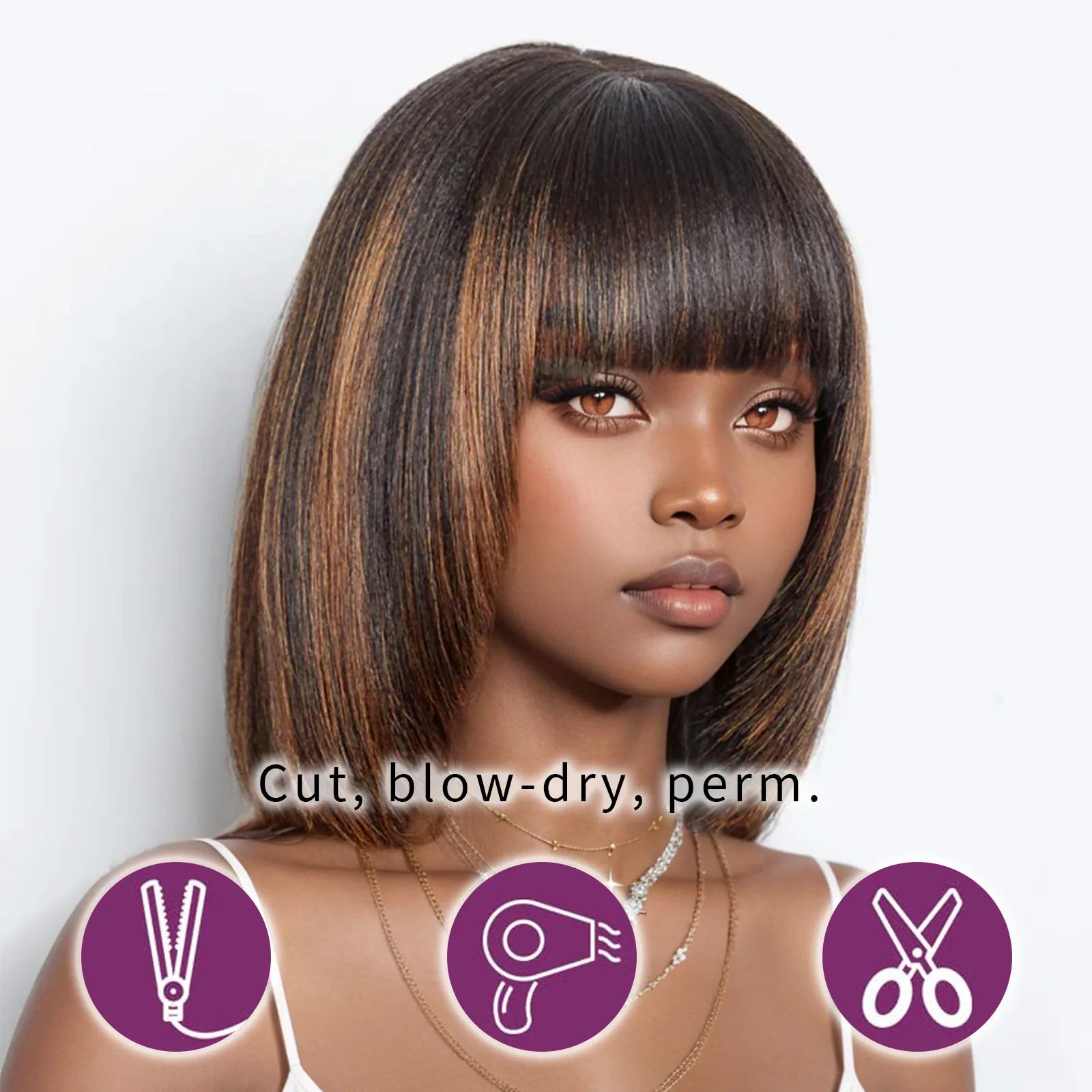 250% Density Straight Bob Wig with Bangs 2x1 HD Lace Layered Cut