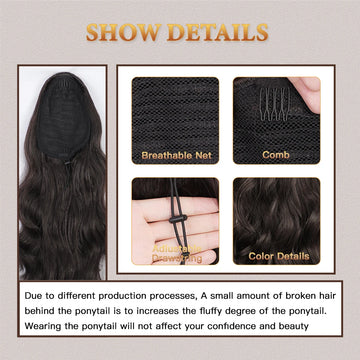 AISI BEAUTY Synthetic Long Wavy Drawstring Ponytail Clip-In Extensions