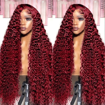 Curly Burgundy 13x6 HD Lace Frontal Wig 99J Red Deep Wave 13x4