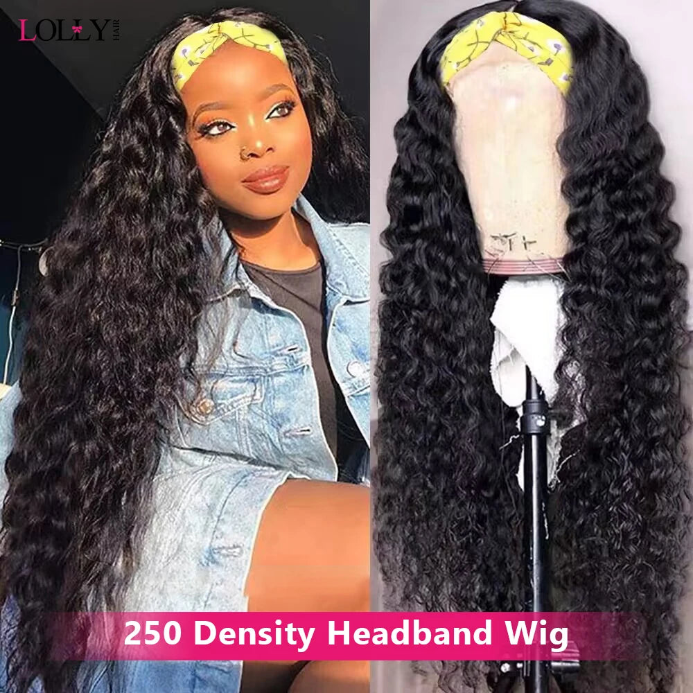 250% Density Headband Wig 30-32" Deep Wave Ready to Wear Kinky Curly