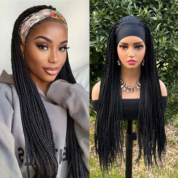 Ombre Brown Long Headband Box Braids Wig Synthetic African Dreadlocks