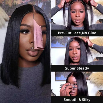 Tracy Hair Bob Glueless Wig 4x4 Closure Bone Straight Ready to Wear