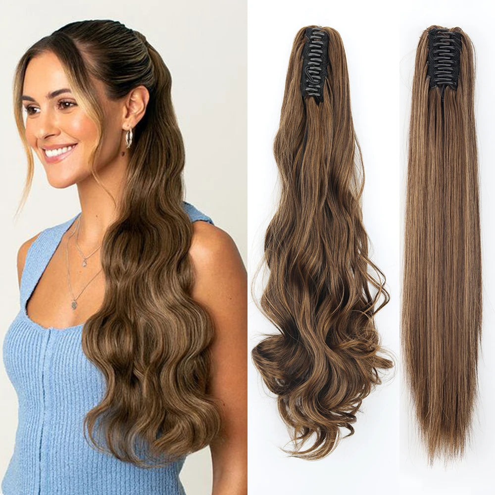 LISI GIRL Synthetic 24" Long Wavy Claw Clip Ponytail Heat Resistant