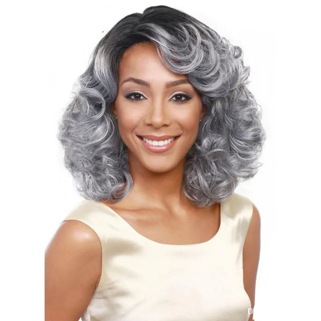 Luvkiss Salt and Pepper Grey Wave Bob Wig 5x5 Lace Closure Pre-Plucked