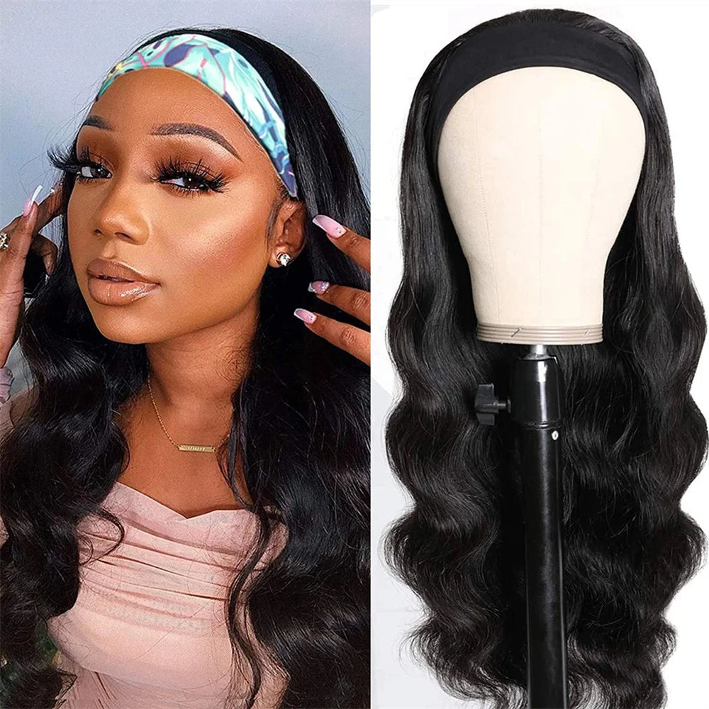 Headband Body Wave Human Hair Wig 180% Density Brazilian Glueless