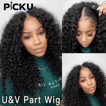 V Part Wig 250% Human Hair No Leave Out Brazilian Deep Wave