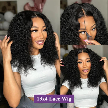 erry Curly Short Bob Wig 13x4 Lace Frontal 4x4 HD Lace Closure