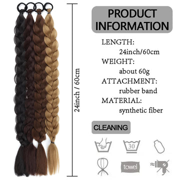 Synthetic Long Twist Braid Ponytail 24 Inch Braided Hair Extensions