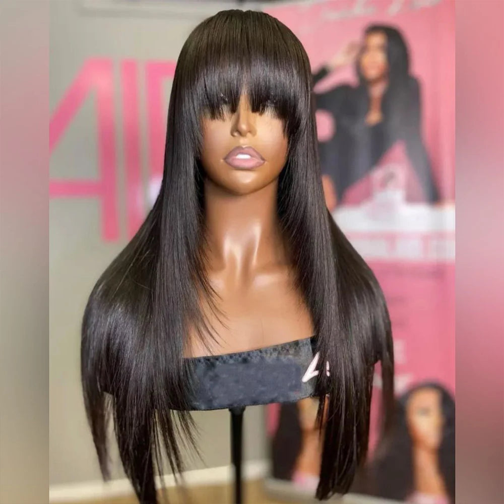 Ready to Wear Human Hair Wig with Bangs 3x1 Middle Part Glueless