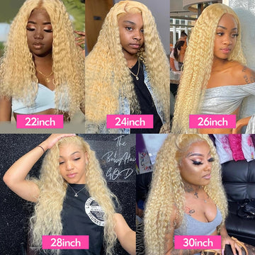 Curly Honey Blonde Color Lace Front Human Hair Wig